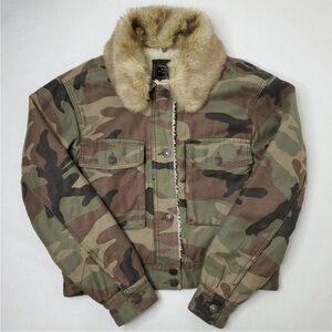 Abercrombie Faux Fur Sherpa-Lined Twill Jacket